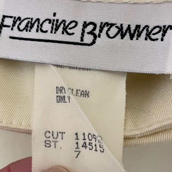 Vintage Francine Browner Midi Fringe Button Belted Wrap Skirt Cream Lt Yellow 7 - Picture 10 of 14